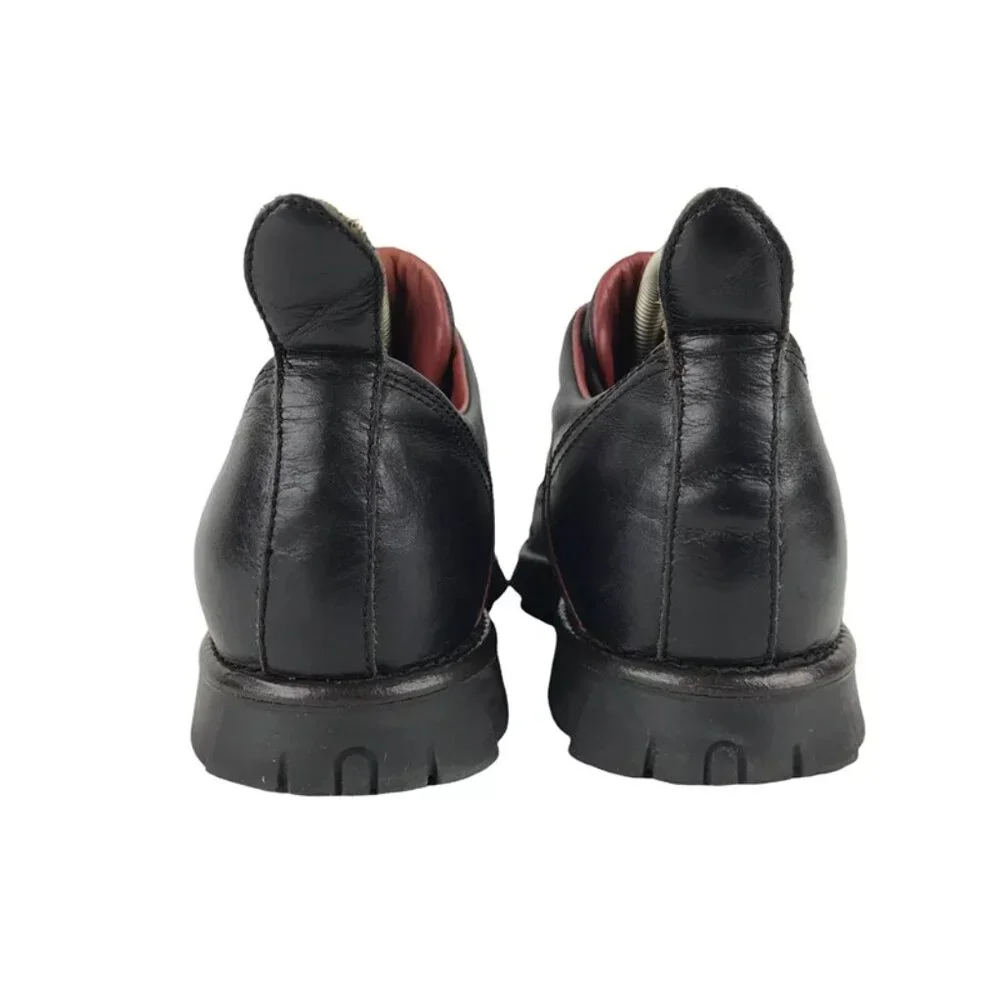 R.B.S. Womens Black Red‎ Leather Lace Up Low Top Sneakers Shoes Size US 6